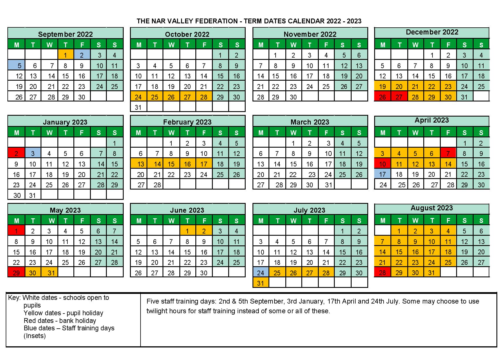 Nar Valley Federation Term Dates
